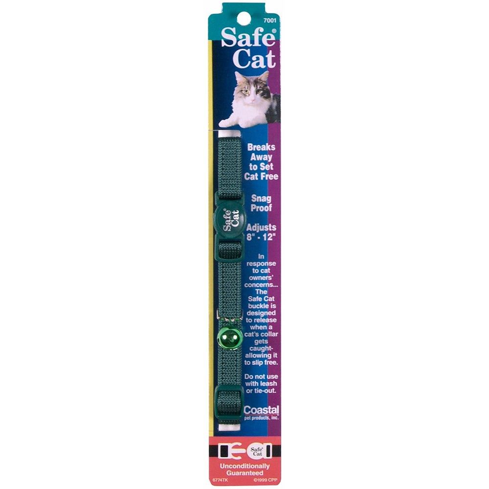 Safe Cat Adjustable Snag-Proof Nylon Breakaway Collar Hunter Green 3-8 in x 8-12 in