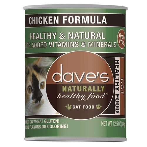 Dave's Naturally Healthy Cat Food; Chicken Formula 12.5oz. (Case of 12)
