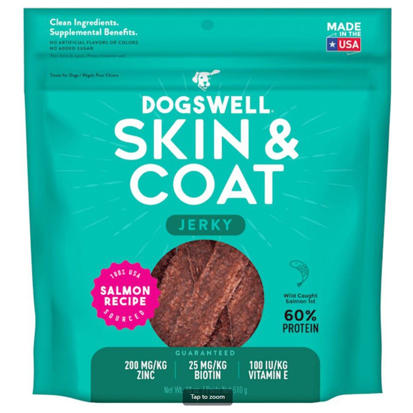 Dogswell Skin & Coat Jerky – Salmon Recipe, 18oz