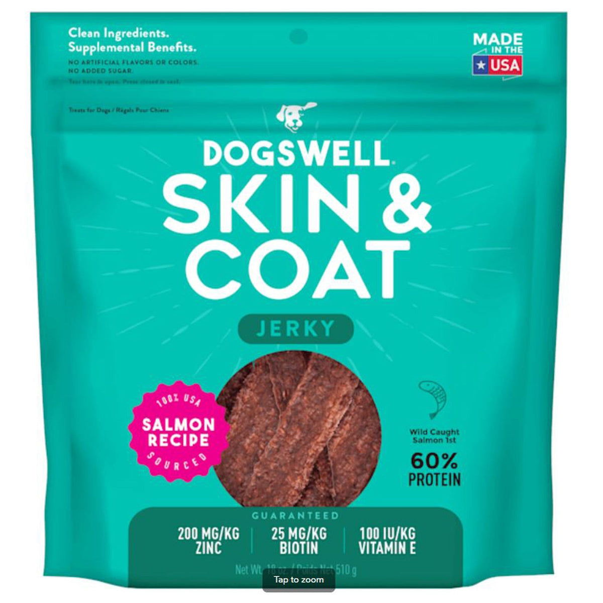 Dogswell Skin & Coat Jerky – Salmon Recipe, 18oz