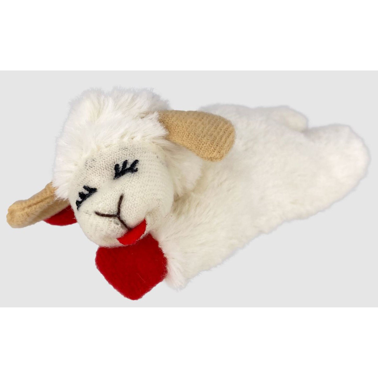 Multipet Lamb Chop Catnip Toy – White/Red, 4" (Small)