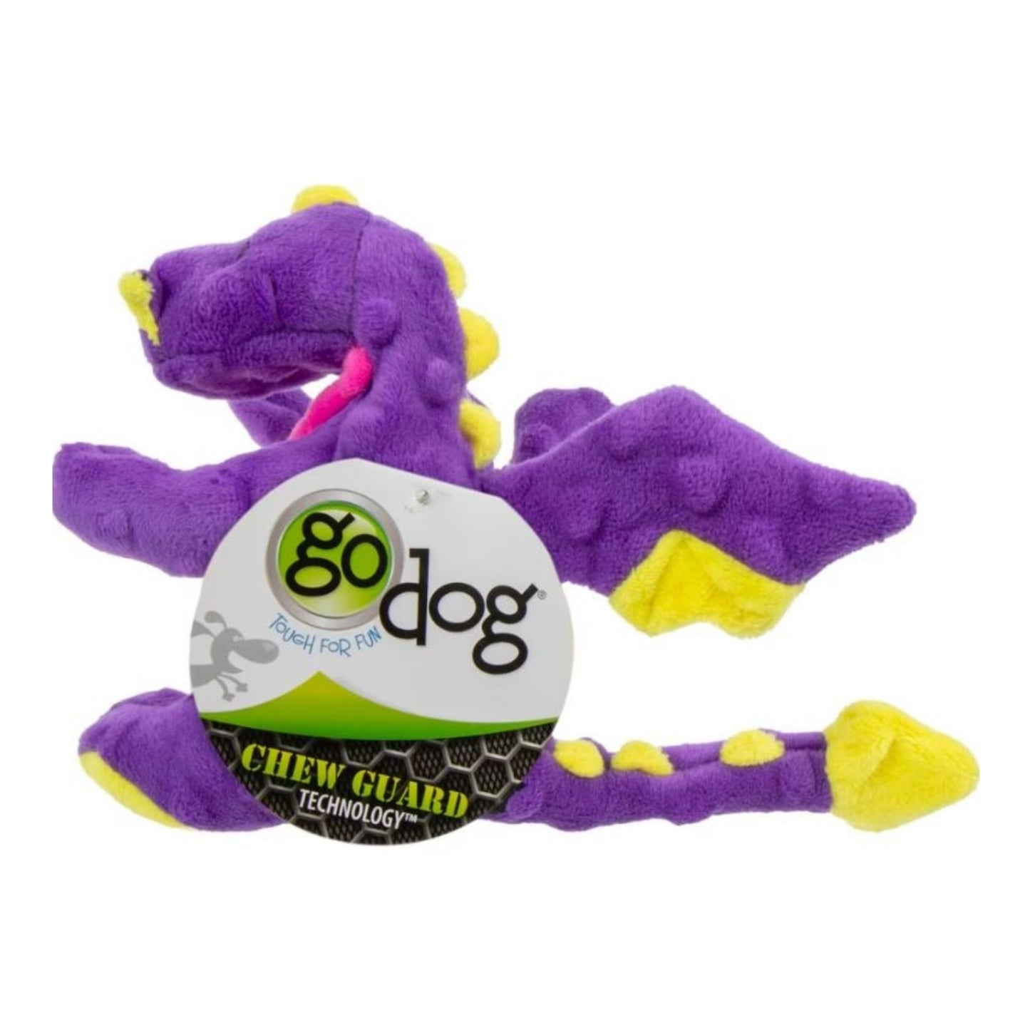 goDog Dragons Squeaky Plush Dog Toy – Purple, Small