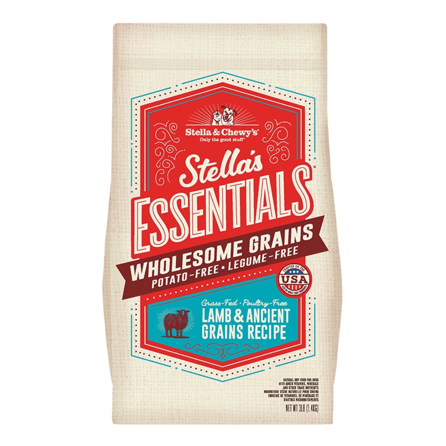 Stella & Chewy’s Dog Essentials – Lamb & Ancient Grains (3 lb Bag)