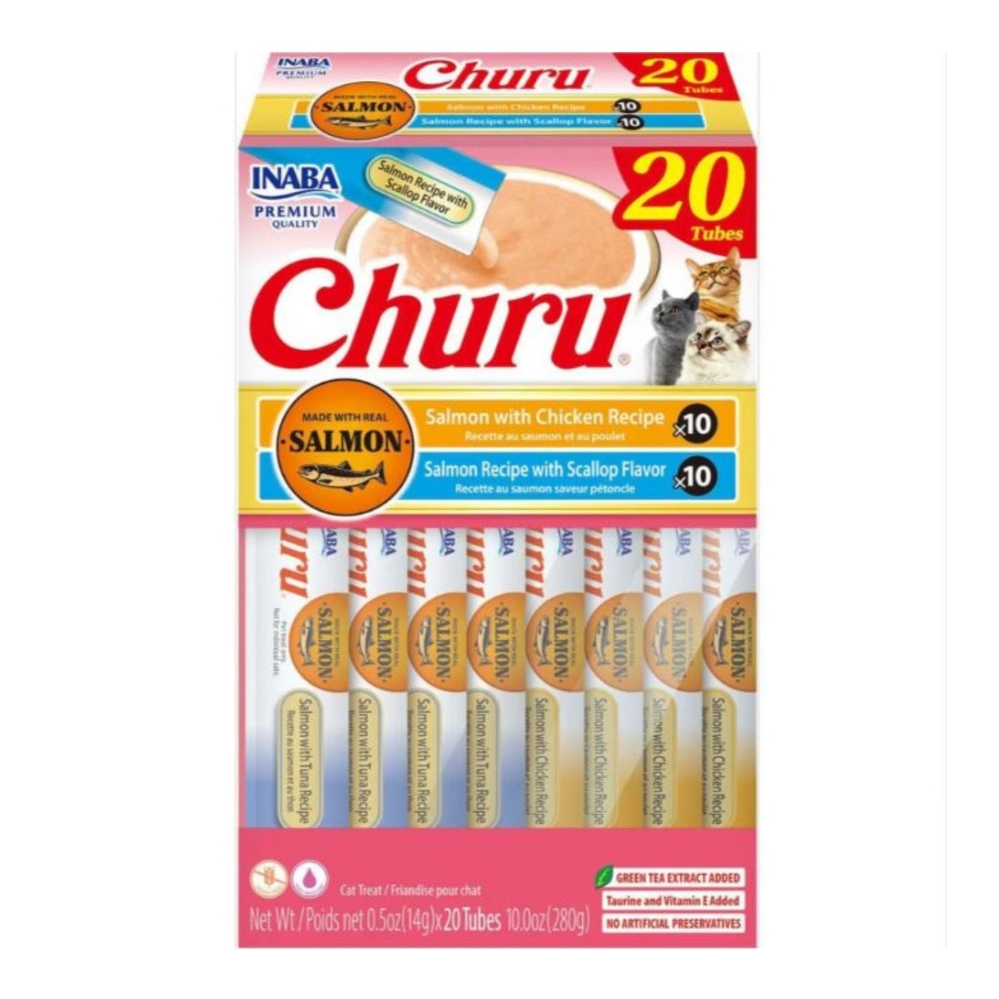 Inaba Churu Puree Cat Treats Variety Pack – Salmon, Chicken & Scallop (20 Tubes)