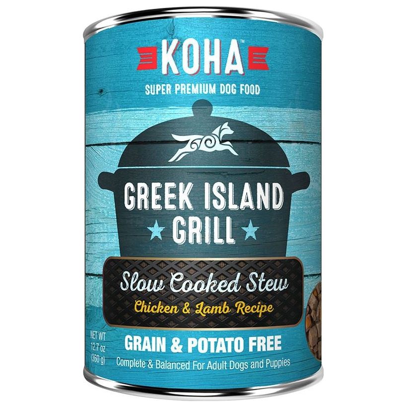 Koha Dog Greek Island Grill Stew – Chicken & Lamb, Grain-Free (12.7oz, Case of 12)
