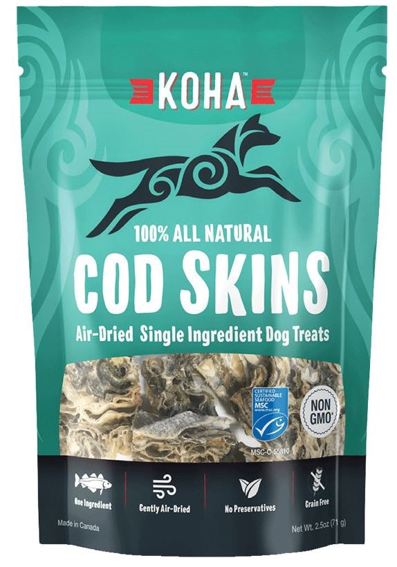 Koha Air-Dried Cod Skins for Dogs – Single-Ingredient, Grain-Free (2.5oz Bag)