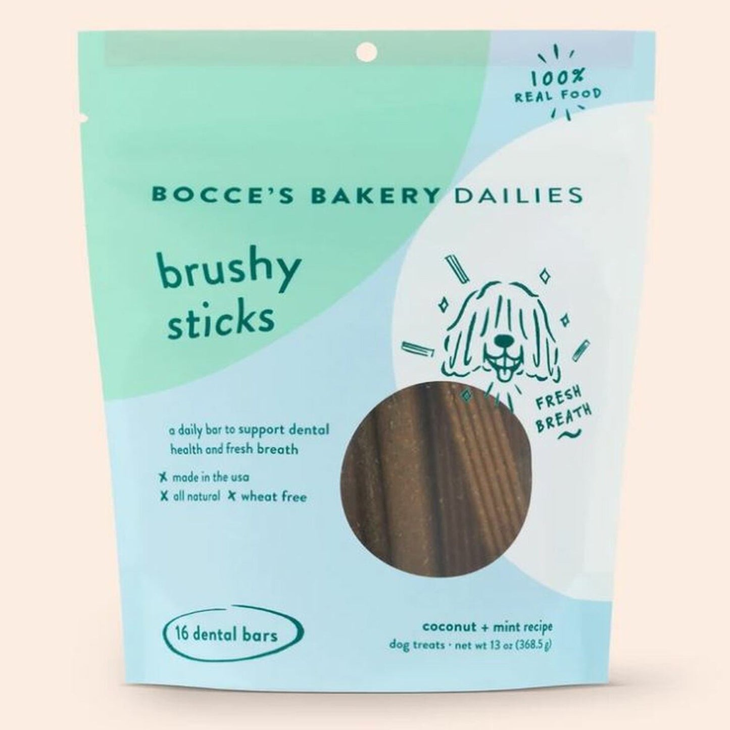 Bocce’s Bakery Brushy Sticks Dental Bars for Dogs – 13oz