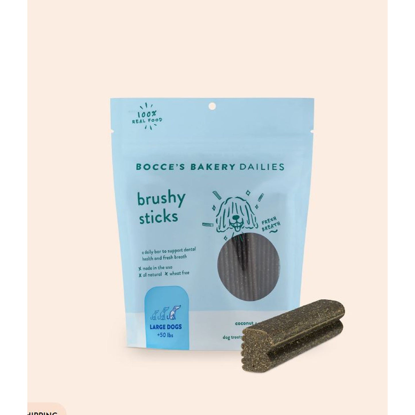Bocce’s Bakery Brushy Sticks Dental Bars – Large, 16oz (7 Bars)