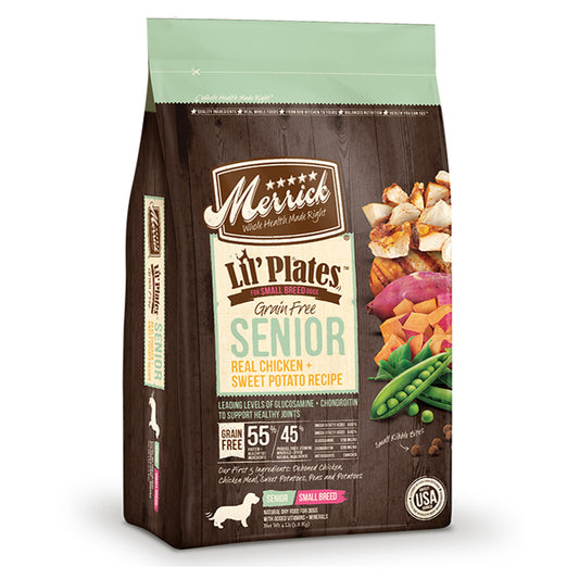 Merrick Lil' Plates Grain-Free Senior Real Chicken & Sweet Potato Recipe – 4 lb