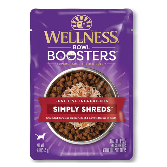 Wellness Bowl Boosters Simply Shreds – Chicken & Beef Shred (2.8oz, Case of 12)