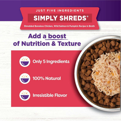 Wellness Bowl Boosters Simply Shreds – Chicken & Salmon Shred (2.8oz, Case of 12)