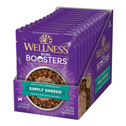 Wellness Bowl Boosters Simply Shreds – Tuna & Beef Flaked (2.8oz, Case of 12)