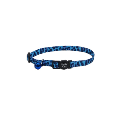 Coastal Safe Cat Fashion Adjustable Breakaway Collar – Blue Leopard (3/8 in x 8-12 in)