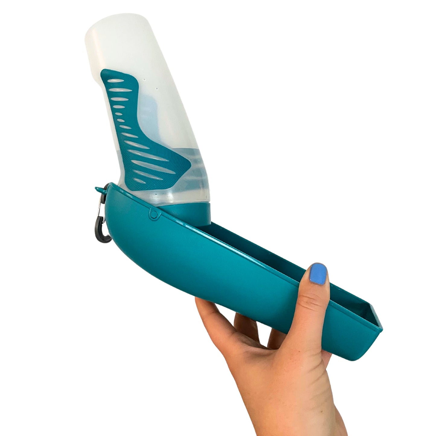 Messy Mutts Travel Water Bottle & Bowl – Blue, 16oz