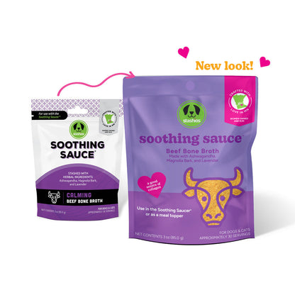 Stashios Soothing Sauce – Calming Beef Formula for Dogs (3oz Pouch)