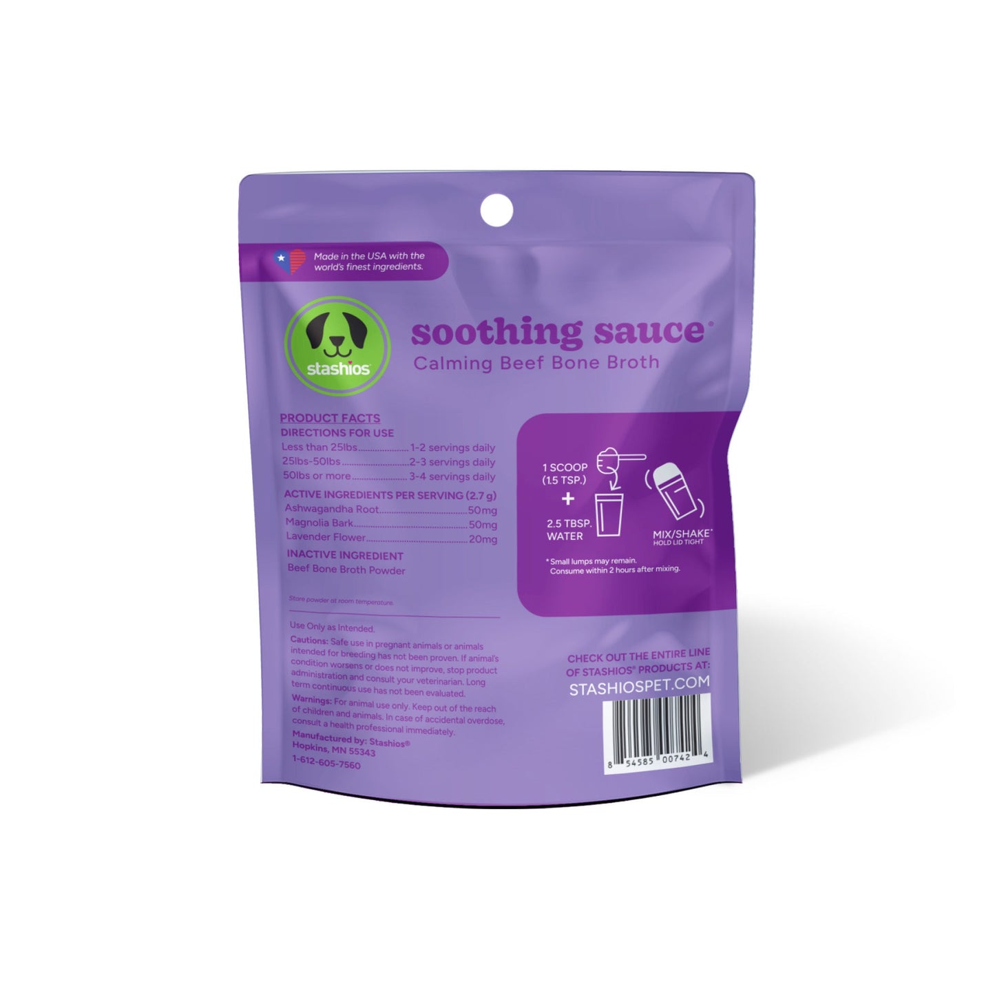 Stashios Soothing Sauce – Calming Beef Formula for Dogs (3oz Pouch)