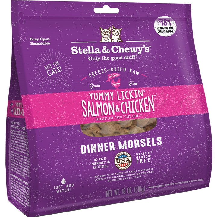 Stella & Chewy’s Yummy Salmon & Chicken Freeze-Dried Raw Dinner for Cats – 18oz