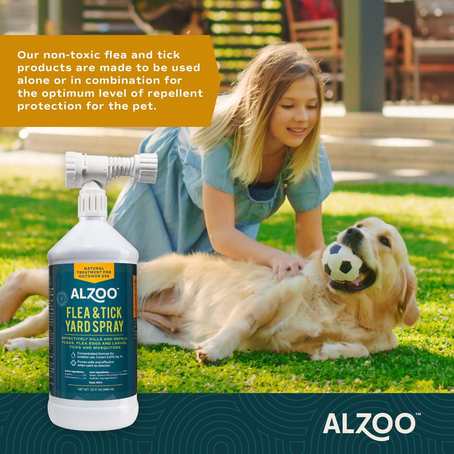 Alzoo Plant-Based Flea & Tick Yard Spray, 32oz