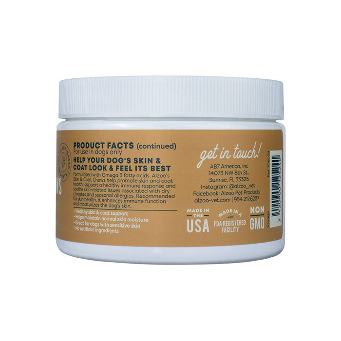 Alzoo Plant-Based Skin & Coat Soft Chews – Natural Support for Healthy Skin & Shiny Coats (90 Count)