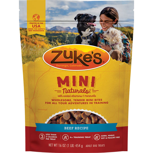 Zuke’s Mini Naturals Dog Training Treats – Beef, 1 lb
