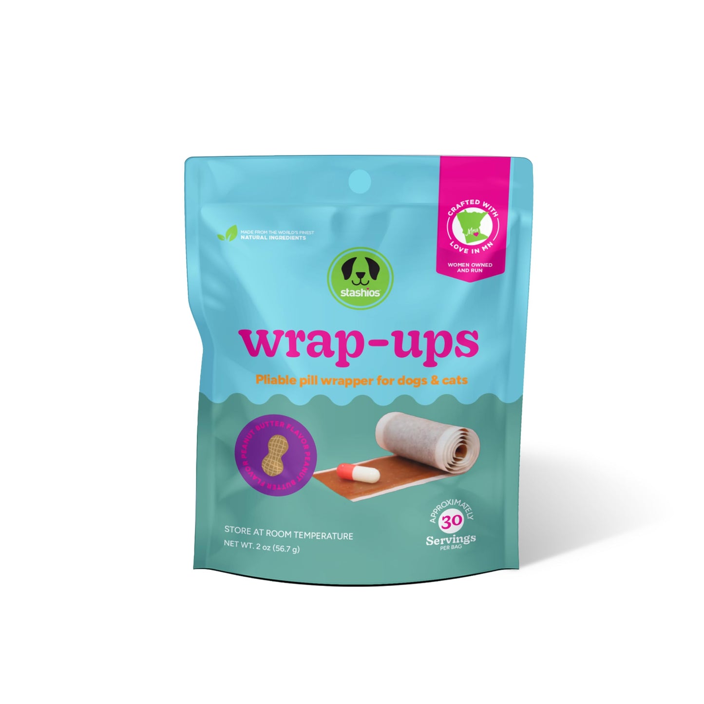 Stashios Wrap-Ups – Peanut Butter Pill Wrapper for Dogs & Cats (2oz Roll)