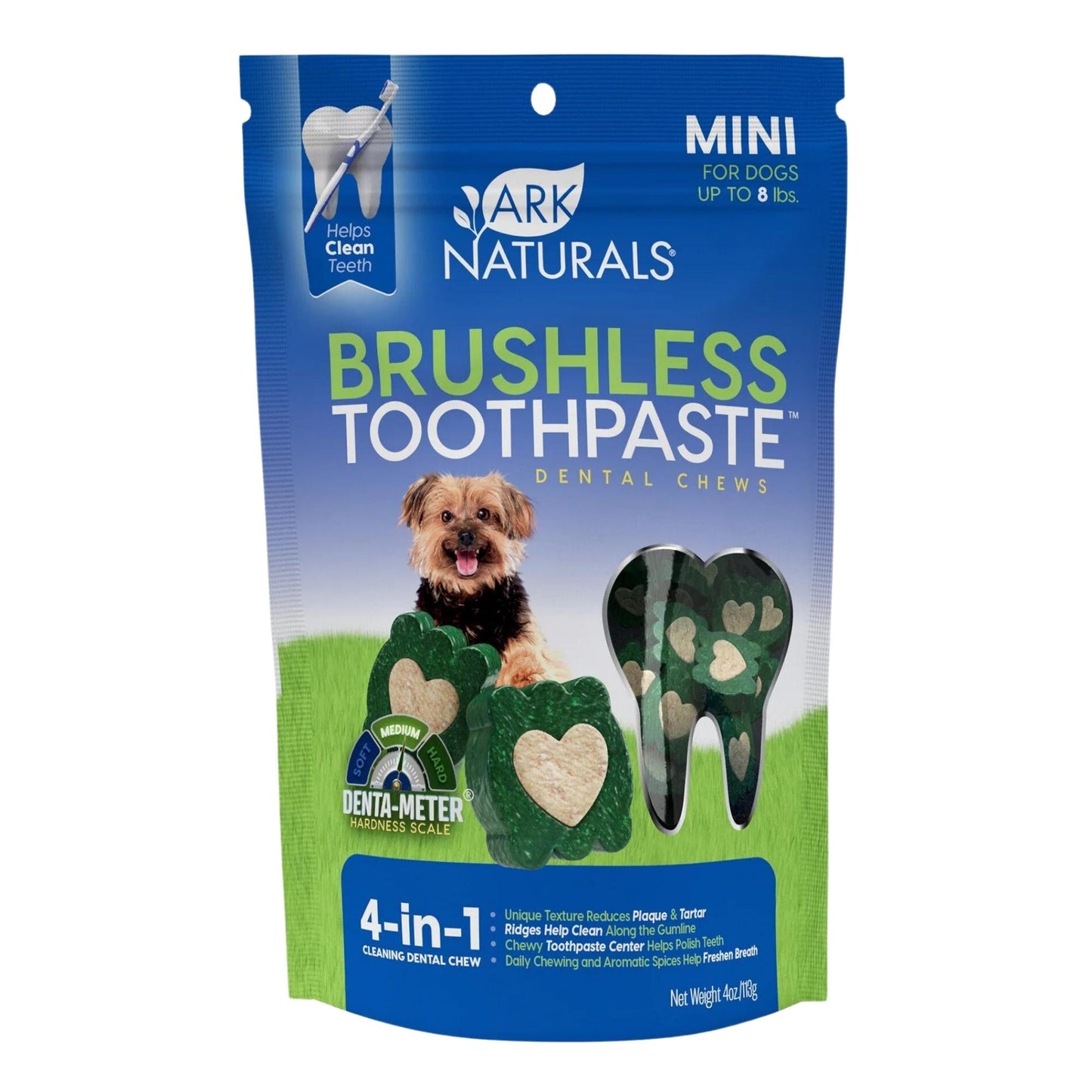 Ark Naturals Breath-Less Brushless Toothpaste Mini Chews for Dogs & Cats – 4oz Bag