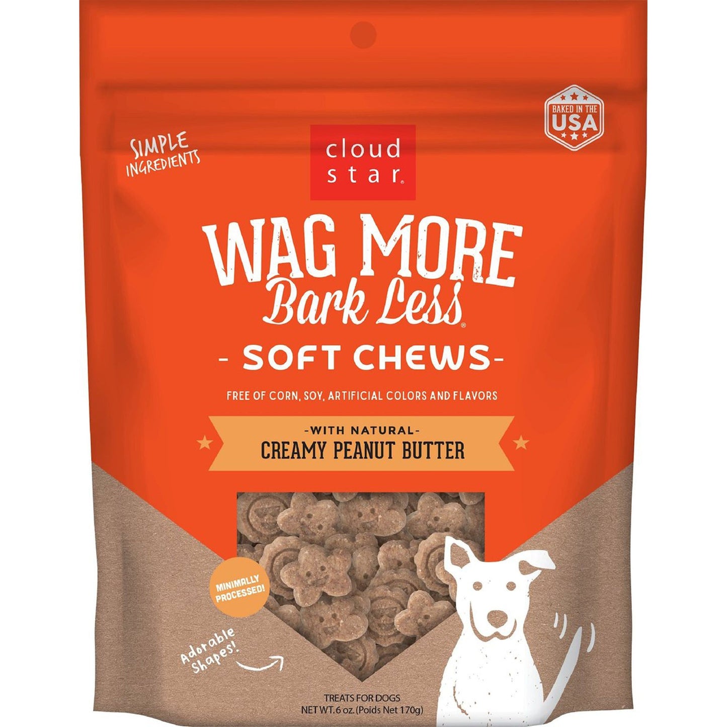 Wag More Bark Less Soft & Chewy Dog Treats – Peanut Butter Flavor (6oz Bag)