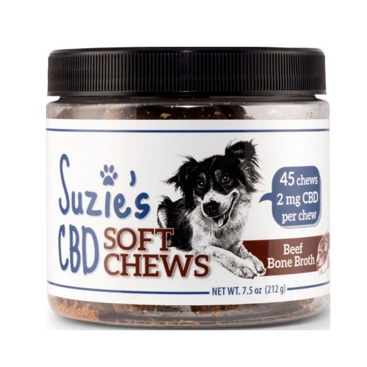 Suzie’s CBD Soft Chews for Dogs — Beef Bone Broth 7.5oz (2mg CBD per Chew)