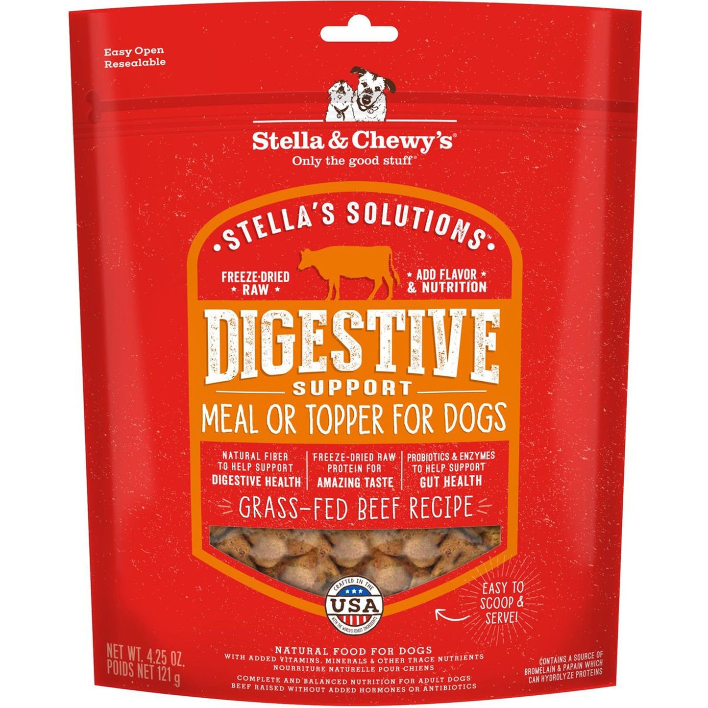 Stella & Chewy’s Solutions Freeze-Dried Raw Dinner Morsels – Digestive Support Beef Recipe (4.25 oz Bag)