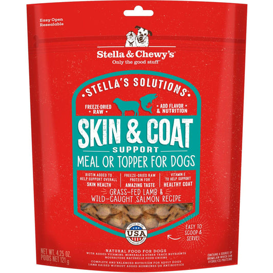 Stella & Chewy’s Solutions Freeze-Dried Raw Dinner Morsels – Skin & Coat Support Lamb & Salmon Recipe (4.25 oz Bag)
