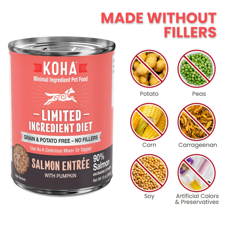 Koha Limited Ingredient Dog Food – Salmon Paté, Grain-Free (13oz, Case of 12)