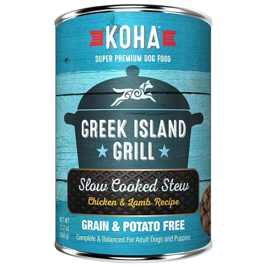 Koha Dog Greek Island Grill Stew – Chicken & Lamb, Grain-Free (12.7oz, Case of 12)