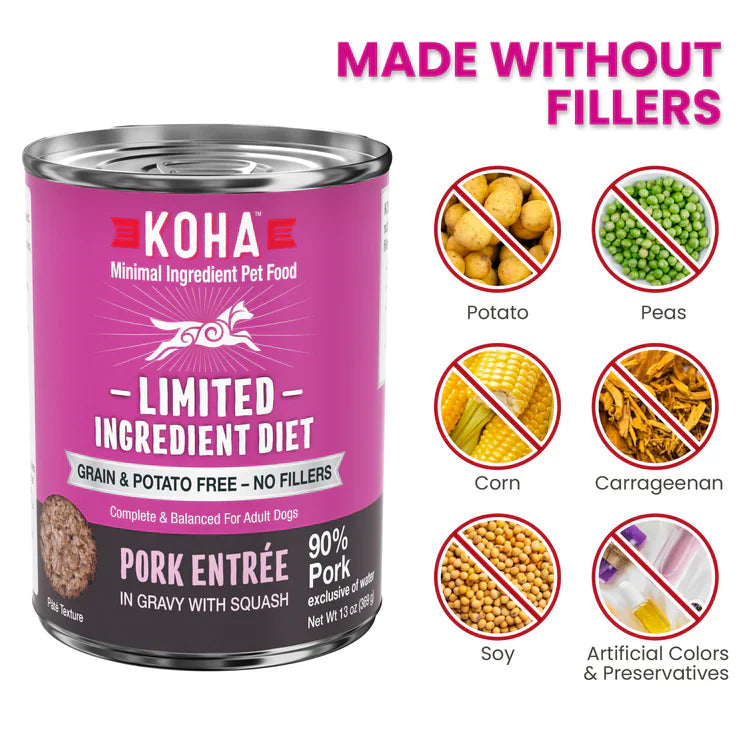 Koha Limited Ingredient Dog Food – Pork Paté, Grain-Free (13oz, Case of 12)