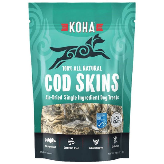 Koha Air-Dried Cod Skins for Dogs – Single-Ingredient, Grain-Free (2.5oz Bag)