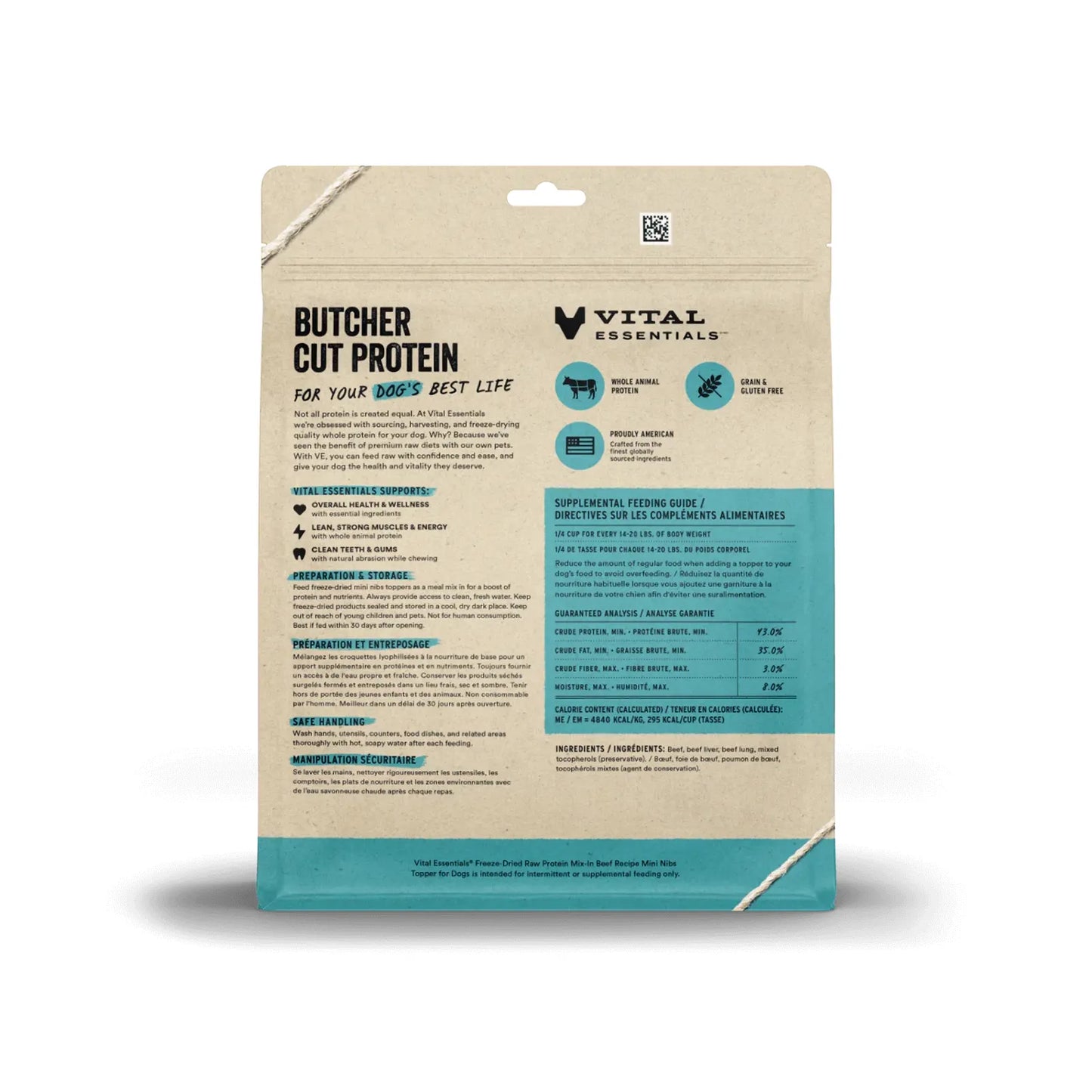 Vital Essentials Dog Freeze-Dried Topper – Beef Recipe (18oz)