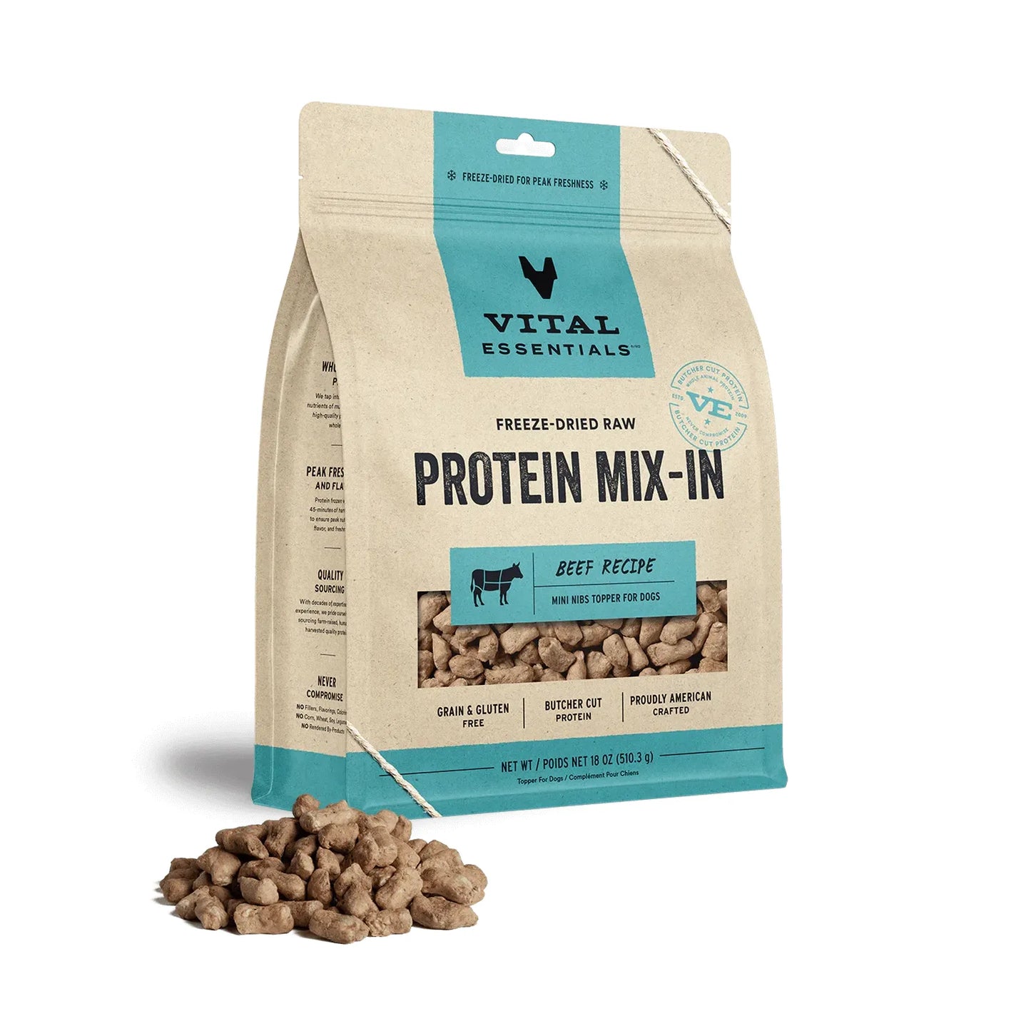 Vital Essentials Dog Freeze-Dried Topper – Beef Recipe (18oz)