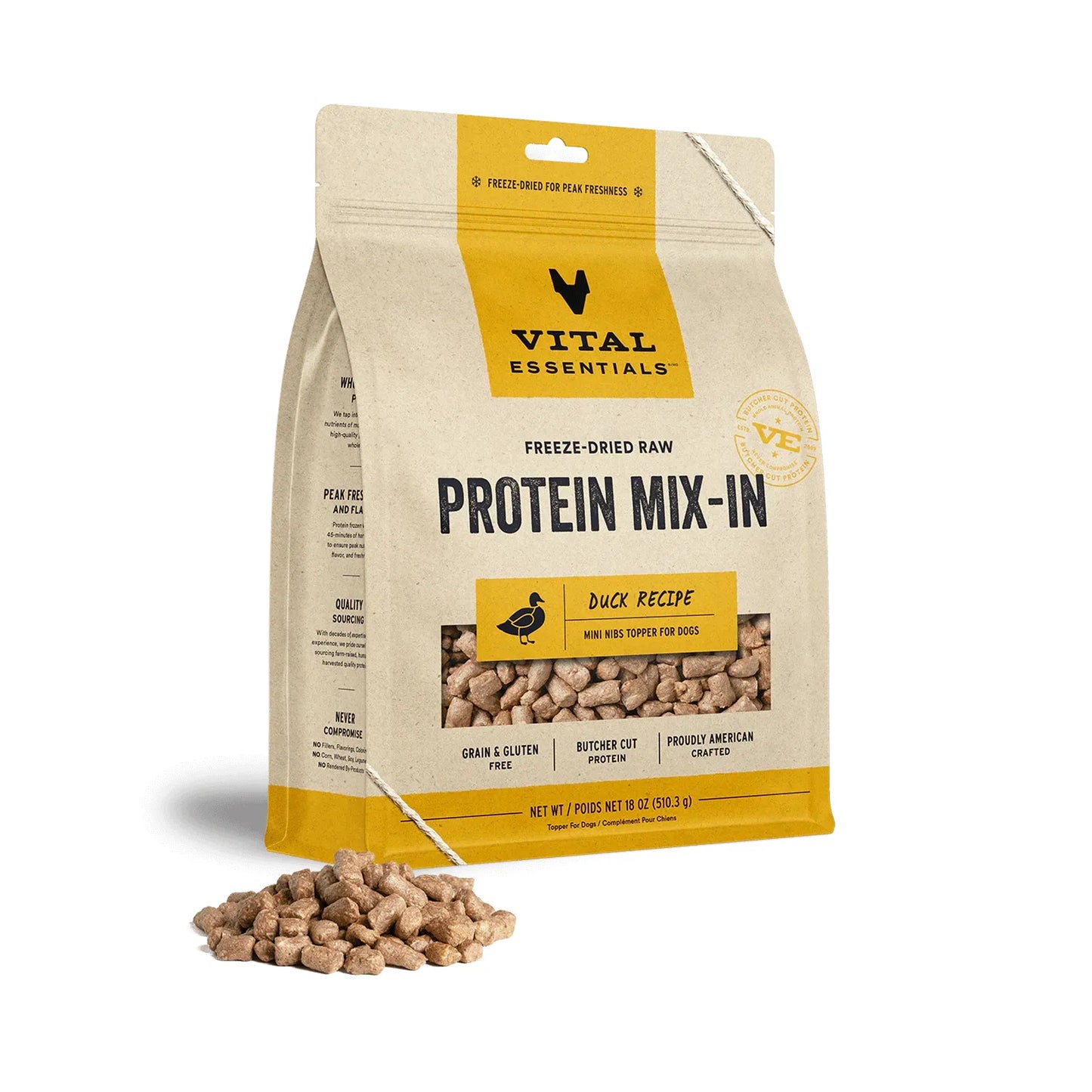 Vital Essentials Dog Freeze-Dried Topper – Duck Recipe (18oz)