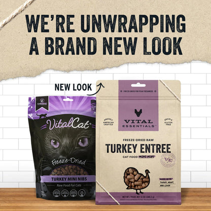 Vital Essentials Cat Freeze-Dried Mini Nibs – Turkey Recipe (12oz)