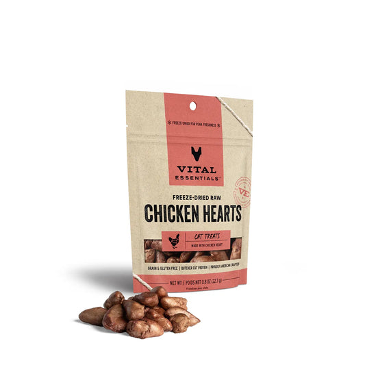 Vital Essentials Cat Freeze-Dried Treat – Chicken Hearts (0.8oz)