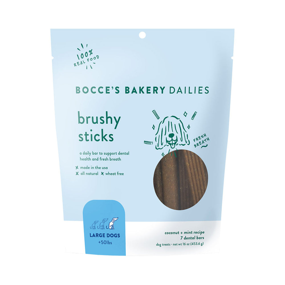 Bocce’s Bakery Brushy Sticks Dental Bars – Large, 16oz (7 Bars)