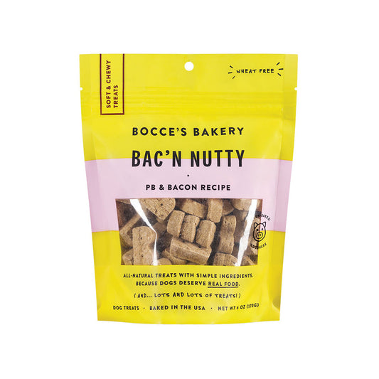 Bocce’s Bakery Soft & Chewy Dog Treats – Bacon Nutty Recipe (6oz Bag)