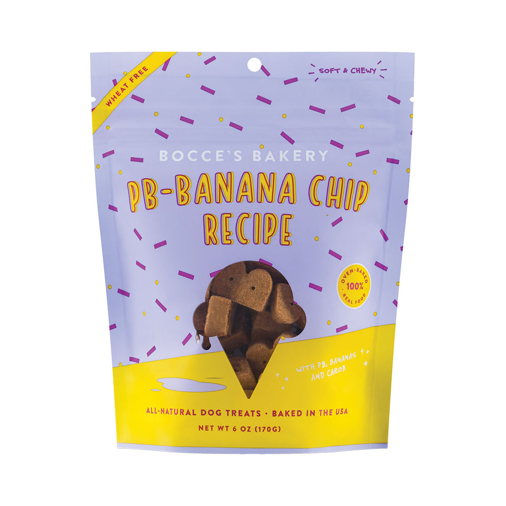 Bocce’s Bakery Soft & Chewy Dog Treats – Peanut Butter Banana Chip, 6oz