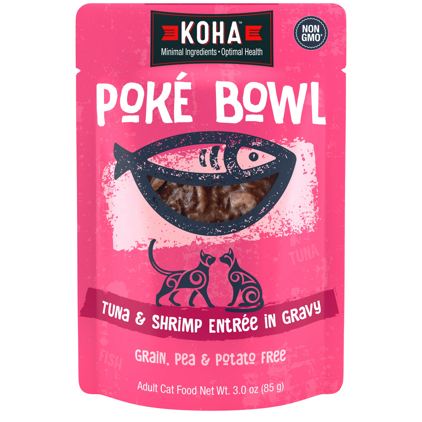 Koha Cat Poké Bowl – Tuna & Shrimp in Gravy, Grain-Free (3oz, Case of 24)