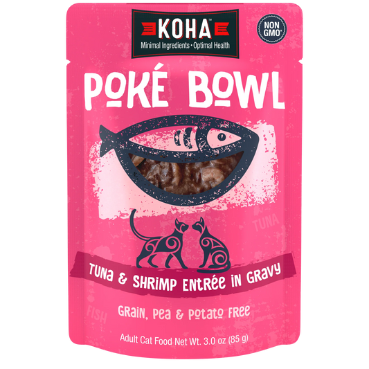 Koha Cat Poké Bowl – Tuna & Shrimp in Gravy, Grain-Free (3oz, Case of 24)