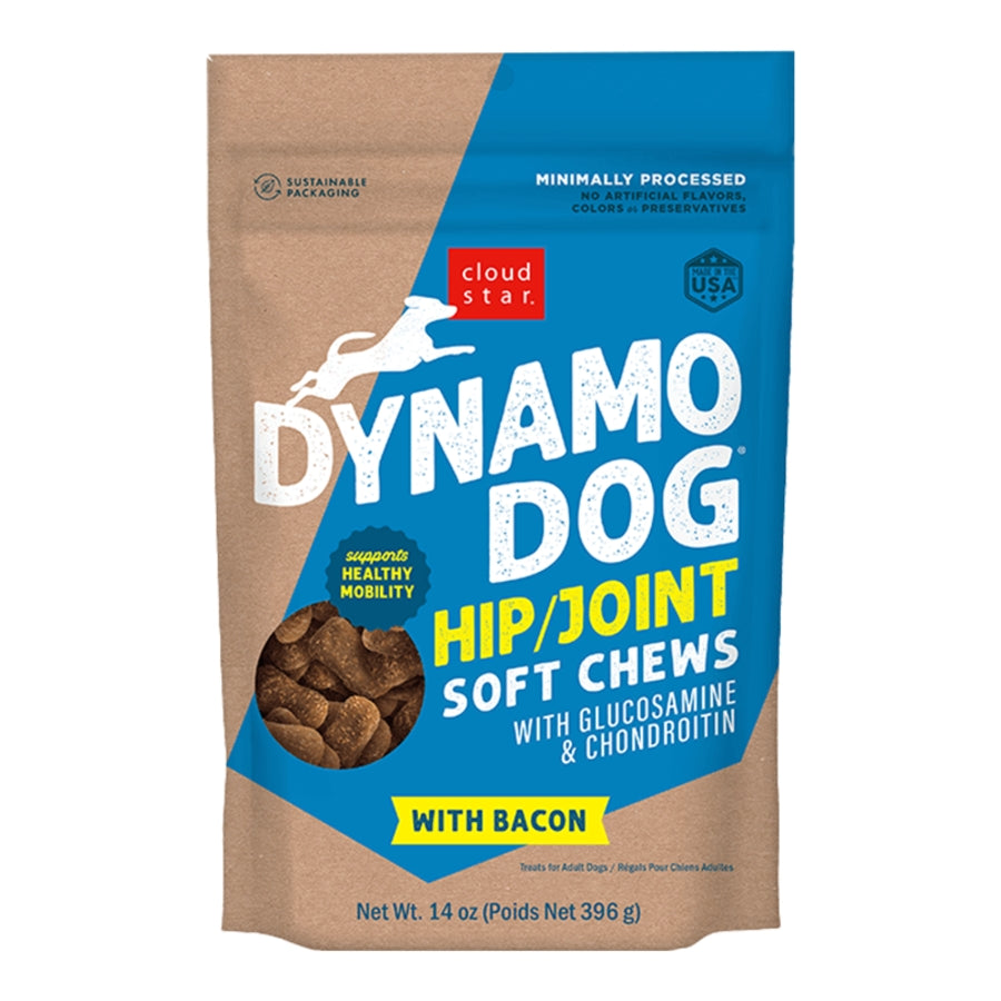 Cloud Star Dynamo Dog Hip & Joint Soft Chews – Bacon & Cheese Formula (14oz Bag)